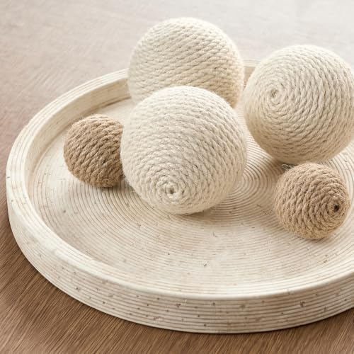 Vanselia Decorative Table Tray Round Trays Home Decor Cement (11.8" Rustic) by VanseliaHome