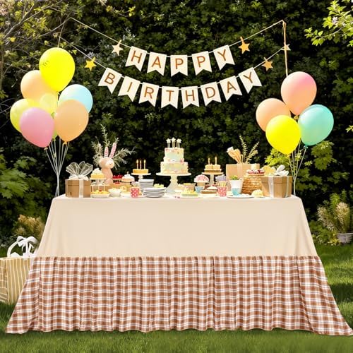Fanqisi Brown Ruffle Table Cloth Fall Tablecloth - 80 x 120 Inch Polyester Tablecloths Rectangle Thanksgiving Table Cover for Birthday Wedding Picnic Christmas Party Decoration - Image 6