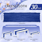 30 Pack Cheesecloth Table Runner 10FT Royal Blue Table Runner Boho Gauze Cheese Cloth Table Runners Long Rustic Sheer Table Decorations for Wedding Party Baby Bridal Shower Birthday Holiday Home - Image 2