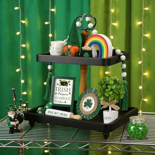 St Patrick's Day Decoration for Home Office 8 PCS Tiered Tray Decor Set - Image 2
