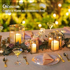 Glasseam Gold Hurricane Candle Holder for Pillar 3Pcs Square Lanterns Decor - Image 4