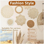 Boho Wall Art Decor Woven Basket Seagrass Hanging Farmhouse Room Set - Image 2