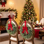 Barydat 18 Pcs 15" Mini Christmas Wreaths for Kitchen Cabinet with Long Bow - Image 2