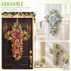 Ciieeo Cross Metal Wreath Frame - 2pcs Easter Floral Garden Cross Shaped Metal Wire Wreath Frames Religious Church Forms Base Swag Garland Green - Image 4