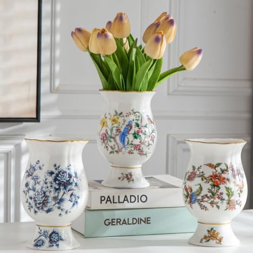 Ceramic Resin vase 16.9-inch ice Cracked Pattern Retro Antique Home Decoration Dining Table Living Room Kitchen Bedroom Bookshelf Office Coffee Table Dining Room Fireplace (Color 8) - Image 3