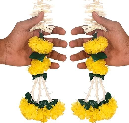 Divyakosh Artificial White & Yellow Jasmine & Marigold Flower Strings (Pack of 12, 18 Inch Each). Wedding & Event Decor. Perfect for Diwali, Ganpati & Pooja/Temple/Mandir Decoration - Image 3