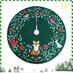 48 Inch Christmas Tree Skirt, Holly Green Woodland Animals - Image 3