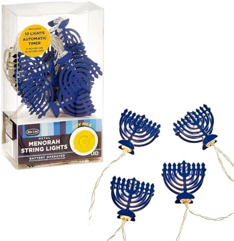 Rite Lite Menorah String Light Decoration Hanukkah Decor Garland Style Accessories Indoor Use Hang on Wall Jewish Festival of Lights Hanukkah Gifts Requires 2 AA Batteries not Included 5 Feet Length! by RiteLite
