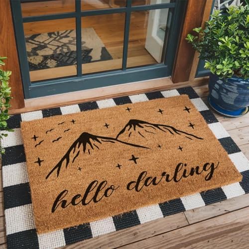 Funny The Entrance Way Outside Personalized Rug with Heavy-Duty Non Slip Outdoor Coconut Coir Doormat Pets Lover Gift 23.6 x 15.7 inch (Hello The Darling) - Image 3