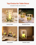 VEVOR 12 Set/36 Pcs Wooden Wedding Lantern Centerpiece, Includes 12 Wooden Lantern Candle Holder 12 Flameless LED Candle 12 Eucalyptus Leaves Wreath for Wedding Table Party Farmhouse Decor, White - Image 6