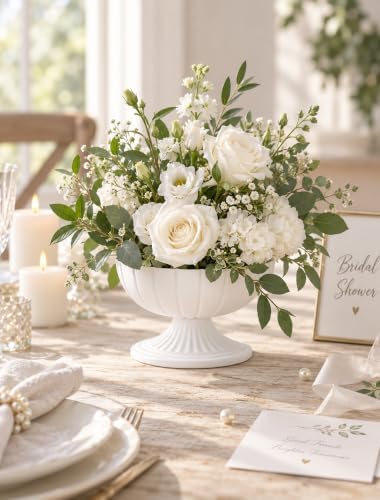 NUPTIO White Vase for Centerpiece Wedding, 8.5" Wide Opening, 10 Pcs - Image 3
