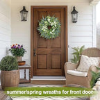 Eucalyptus Wreath 22 Inch Spring Wreath for Front Door with Lamb’s Ear White Berries Farmhouse Home Decor for Front Porch Windows Wall Indoors Outdoor Greenery Wreath for All Seasons Summer - Image 6