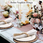 50 Pack Farmhouse Rustic Napkin Rings with Tassel Wood Bead Rings for Table Decor Boho Wedding Party Dining Spring Banquet - Image 3