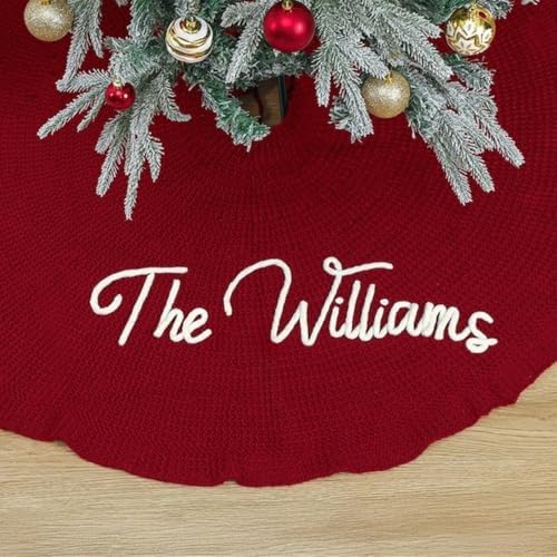 Personalized Christmas Tree Skirt,Family Christmas Tree Skirts,Home Decor,Customized Holiday Decorations (Red,122cm/48'') by Unknown