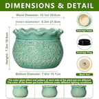 Ceramic Planter Pot, 10 Inch Plant Pot Indoor, Crack Lake Green - Image 2