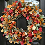 24 Inch Fall Wreath with Berries Eucalyptus for Front Door by Egolot