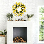 24 Inch Tulip Summer Wreath for Front Door Spring Silk Wreath with Green Leaves Artificial Tulip Flower Wreaths for All Seasons Farmhouse Porch Wall Living Room Home Widding Decor - Image 5