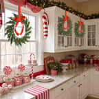 6 Pcs 20 Inch Christmas Wreath Placemats Greenery Place Mats with Berries - Image 4