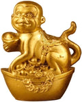 Brass Monkey Statues Chinese Feng Shui Zodiac Statue Small Lucky Figurine Animal Sculpture Ornament for Home Office Decor (Monkey) by Unknown