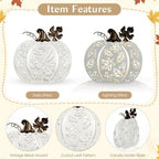 2 Pcs Fall Pumpkins Decor Lighted Metal Pumpkins for Autumn Decoration - Image 3