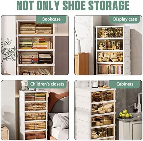 Shoe Box Foldable Storage Box Easy Assembly Clear Plastic Stackable Shoe Storage Organizer Cabinet Shoe Container with Lids Large Size Shoe Rack (9 layers) - Image 6