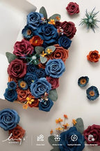 Ling's moment Fake Flowers Box, Mandarin & Royal Blue Deluxe Combo - Image 3