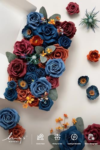 Ling's moment Fake Flowers Box, Mandarin & Royal Blue Deluxe Combo - Image 3