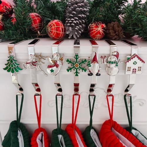Christmas Stocking Holders Set of 7, Christmas Stocking Holders for Mantle Set of 7, Fireplace Stocking Hangers 7 Pack, Stocking Stand, Farmhouse Rustic Xmas Decorations for Home Indoor - Image 6