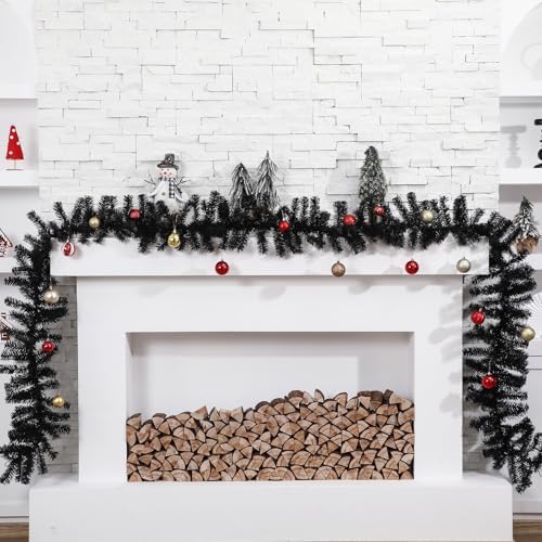 13.2 ft Canadian Pine Artificial Christmas Garland with LED Light, Black by Jutom