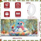 13x6Ft Tropical Snowman Garage Door Banner - Beach Scene with Swimsuit Snowman Holding Drink, Funny Summer Winter Mix Decor for Outdoor Holiday - Image 3