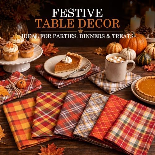 Mixweer 24 Pack Fall Thanksgiving Cloth Napkins Bulk, 15 x 15 Inch - Image 3