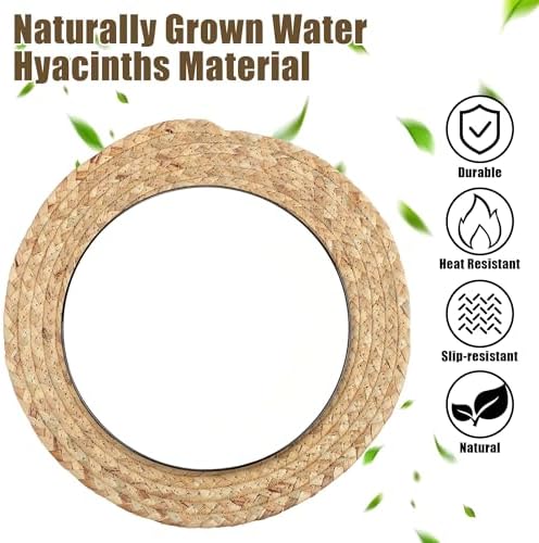 Kochorie Set of 24 Round Woven Placemats 13.5-Inch Natural Water Hyacinth Plant Placemats Hand-Woven Boho Rattan Placemat Wicker Weave Table Mats for Home Dinner Plates Holiday Supplies - Image 3