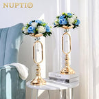 NUPTIO Flower Balls for Wedding Table Centerpieces, Blue & White Fake Rose - Image 4