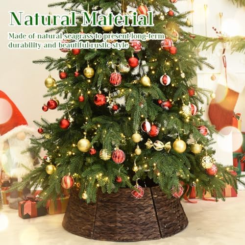 YoleShy 32 inch Christmas Tree Collar, Woven Hyacinth Base Cover, Natural (Brown, 26in) - Image 3