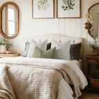 YCOLL Farmhouse Euro Sham Pillow Covers 26x26, Modern Throw Pillow Covers Set of 2, Olive Green and Beige Striped Patchwork Linen Decorative Cushion Covers for Bed Sofa Couch Living Room Home Decor - Image 5