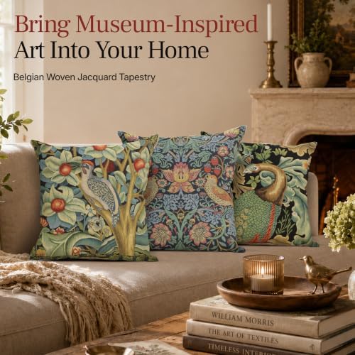 William Morris Strawberry Thief A Blue Tapestry Throw Pillow Cover 18 x 18 - Image 3