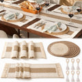 Boho Woven Placemats, Charger Plates Table Runner and Napkin Ring Set of 6 by Unknown