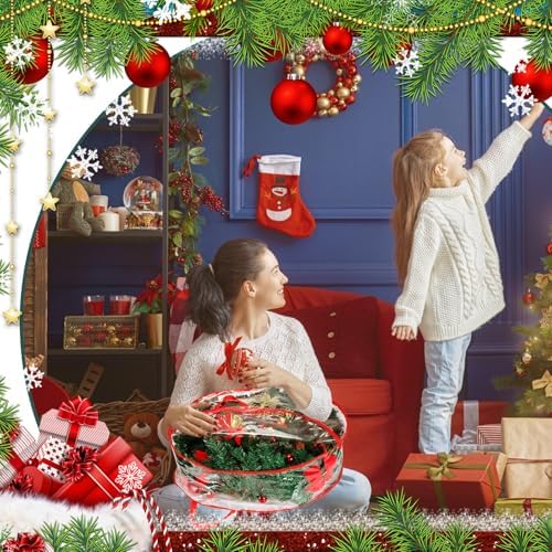 Shappy 4 Pcs 36 Inch Clear Wreath Storage Bags PVC Waterproof, Red - Image 5