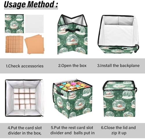Snow Globe Christmas Ornament Storage Box with Adjustable Dividers Stores up to 64-3 Inch Holiday Ornaments, 13 x 13 Inch Xmas Storage Containers - Image 5