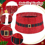 Poen Rattan Red Christmas Tree Collar for Artificial Trees 23.6 Inch Christmas Santa's Belt Tree Basket Base Collar Farmhouse Wicker Skirt Cover for Rustic Party Decoration - Image 3