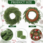 Zeyune 4 Pcs 14" Christmas DIY Green Wreath Artificial Wreath Cypress Style - Image 2