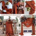 12 Pack Cheesecloth Table Runner, 35x120 Inch Terracotta Table Runners Rustic Burnt Orange Cheese Cloth Boho Gauze Semi-Sheer Runner for Wedding Baby Shower Christmas Home Decor - Image 4