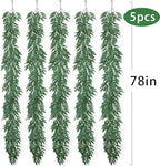mizii 5 Packs 390" Artificial Vines Willows Garland Fake Vine Italian Ruscus Silk Green Leaves Faux Plants Greenery Decoration for Bedroom Room Wall Party Table Centerpieces Wedding Arch Decor - Image 2