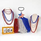 4th of July Necklace Bulk, 120PCS Fourth of July Beads Necklace, Round Independence Day Red Blue Silver Necklaces, Beads Bulk for Patriotic Parade Party Celebration Favors Decorations - Image 4
