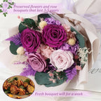 Flowers for Delivery Prime Preserved Purple Roses Bouquet Save 3-5 Years - Image 3
