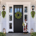 Glitzhome 36''H Lighted Wooden Africa Santa Porch Decor with Timer & LED Lights, Christmas Standing Santa Porch Sign Decor with Xmas Tree and Welcome Plaques for Front Door Outdoor Decor - Image 5