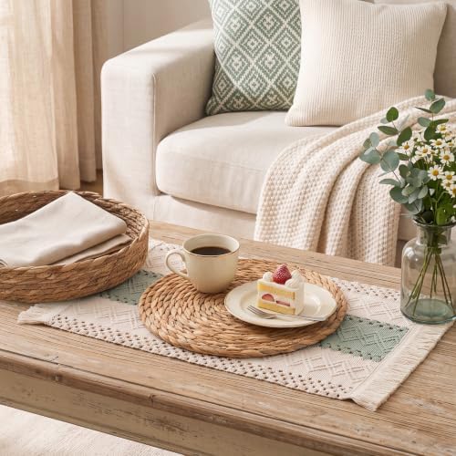 6 Set Boho Kitchen Dining Decoration for Table Placemat, Sage Green - Image 4