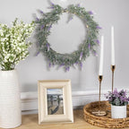 Pre-Lit Battery Operated Purple Ombre Lavender Spring Wreath- 16" - White LED Lights - Image 4