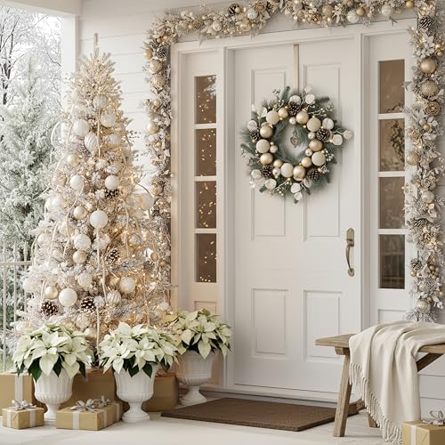 Valery Madelyn 20" Pre-Lit Christmas Wreath for Front Door with Lights - Image 4