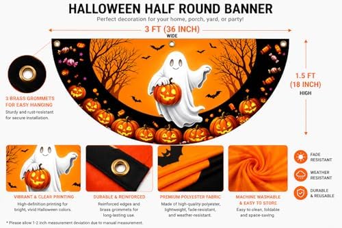 Halloween Half Fan Banner Decorative Flag, Ghost Pumpkin, 1.5X3FT 6-Pack - Image 2